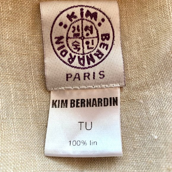 Kim Bernardin Linen Jacket One Size Paris Designer Textured Wrap Kimono Ecru - Picture 11 of 13